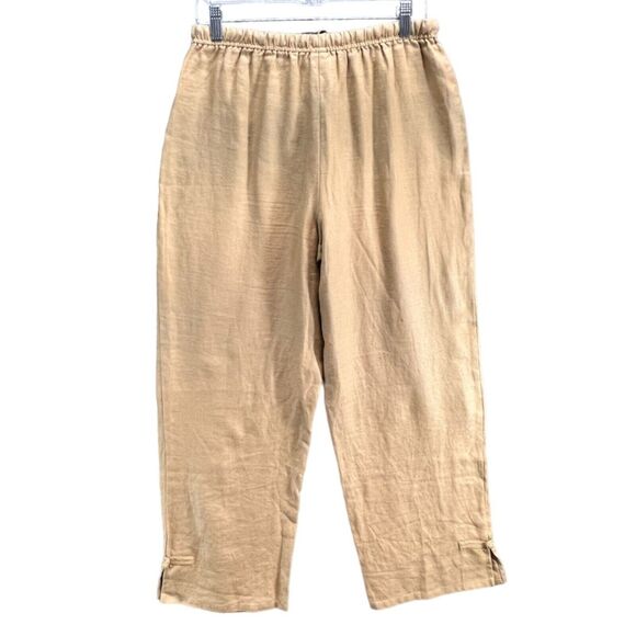 J Jill Pants Womens M Golden Brown Linen Pull On Stretch Lagenlook Soft Girl - Picture 4 of 10